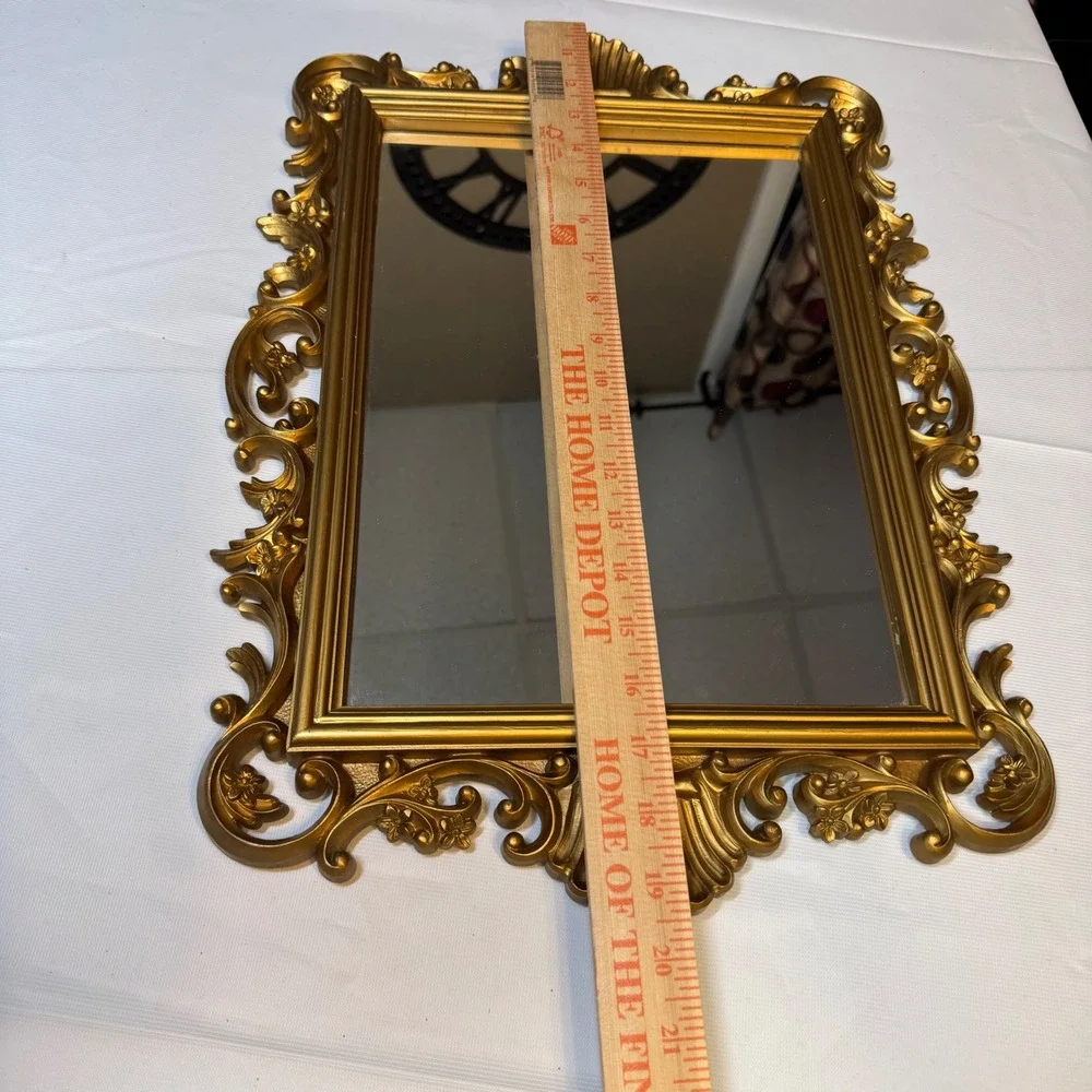 Vintage Gold Mirror Homco 2151 Ornate Rococo Syroco Wall Decor 1988 Regency Vtg